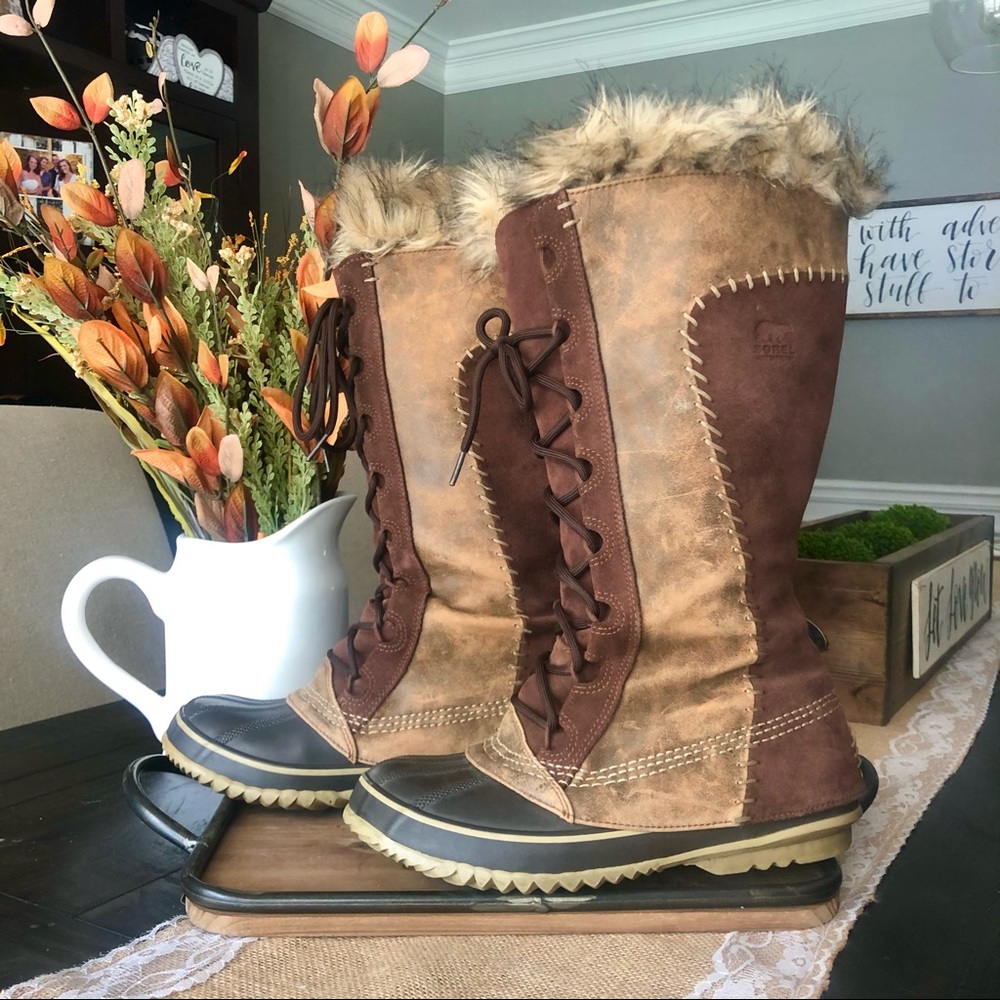 SOLD - Rare Sorel Cate the Great Winter Leather Snow Boots - Picture 1 of 8